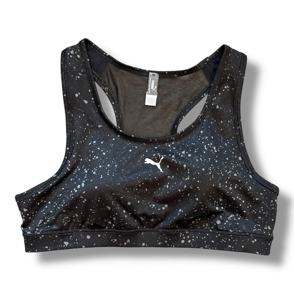 Puma 4Keeps Black Galaxy Print Sports Bra With Mesh Back Size Large - Picture 2 of 10